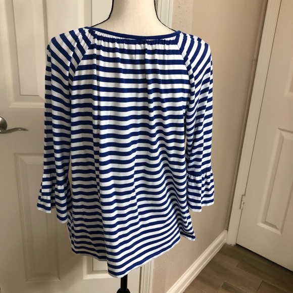 Michael Kors Blue and White Striped Blouse - Picture 3 of 4